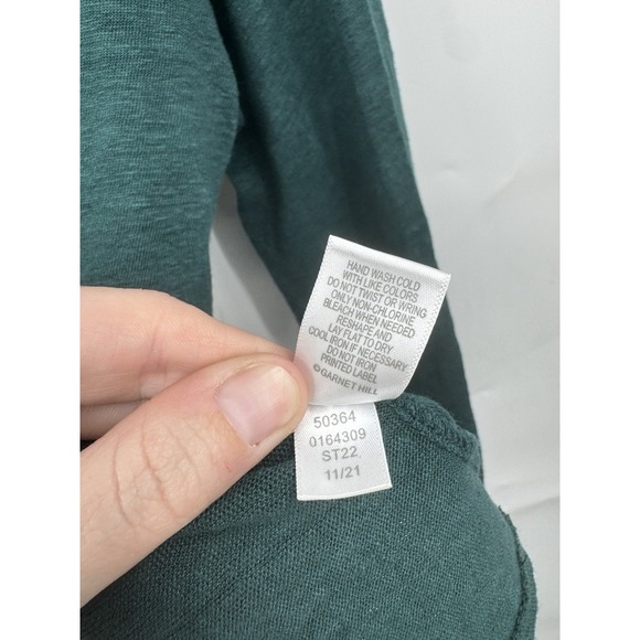 Garnet Hill Organic Linen Mabel Top Women Small Green Embroidered Bohemian - Picture 6 of 10